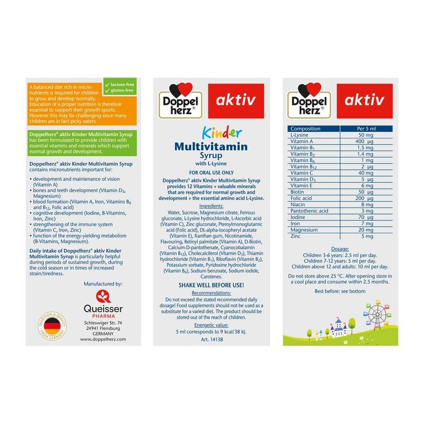 Doppelherz aktiv Kinder Multivitamin Syrup With L-Lysine 150ml