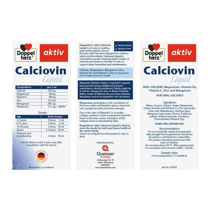 Doppelherz aktiv Calciovin Liquid For Children's Healthy Bones & Teeth 200ml