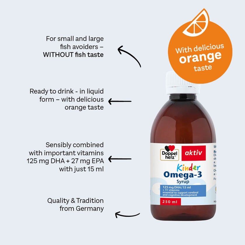 Doppelherz aktiv Kinder Omega-3 Syrup For Children's Cognitive Development 250ml