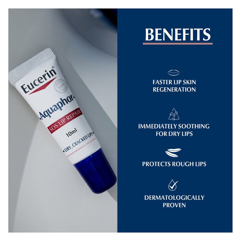 Eucerin Aquaphor SOS Lip Care Balm For Dry & Cracked Lips 10ml