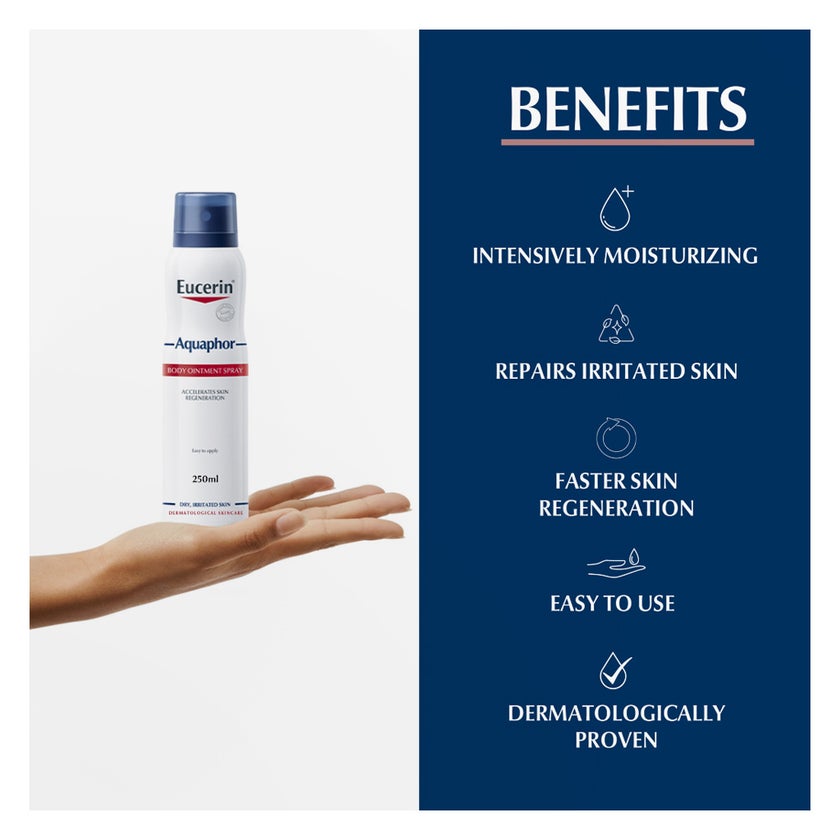 Eucerin Aquaphor Body Soothing Ointment Spray For Dry & Cracked Skin 250ml