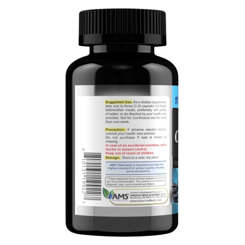 AMS Activated Charcoal Charconut Capsules - 100 Capsules