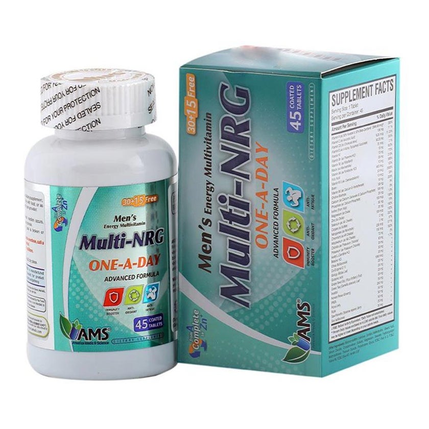 AMS Multi-NRG Men's Energy Multivitamin Supplement Tablets, Pack of 45's