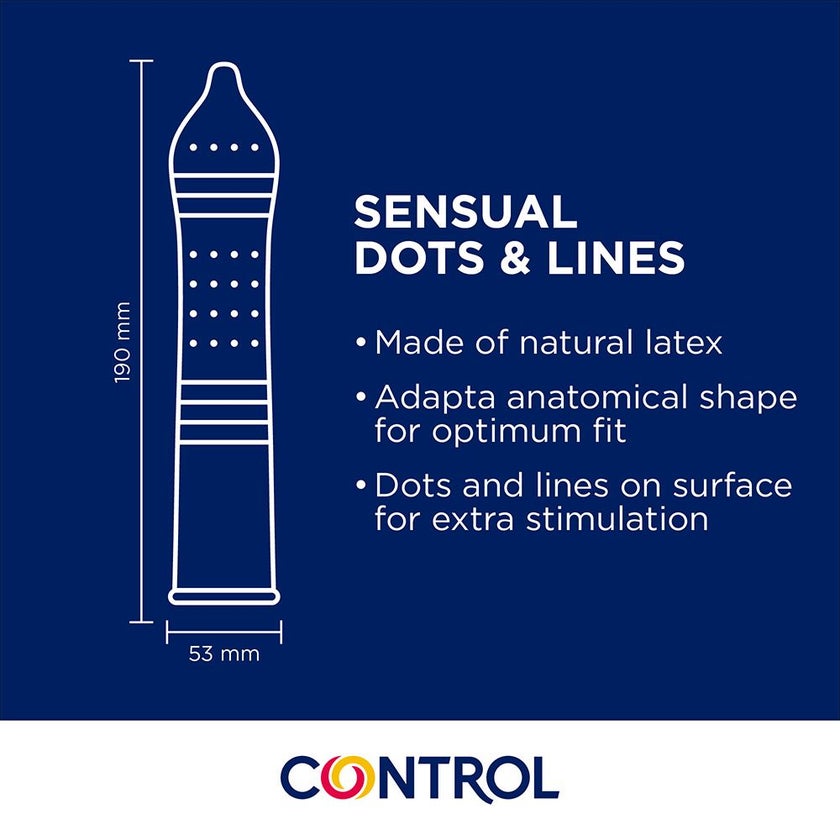 Control Sensual Dots & Lines Condoms, Pack of 12's