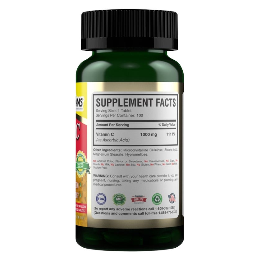AMS Rapid-C 1000mg Vitamin-C Tablets, Immunity & Energy - 100 Tablets
