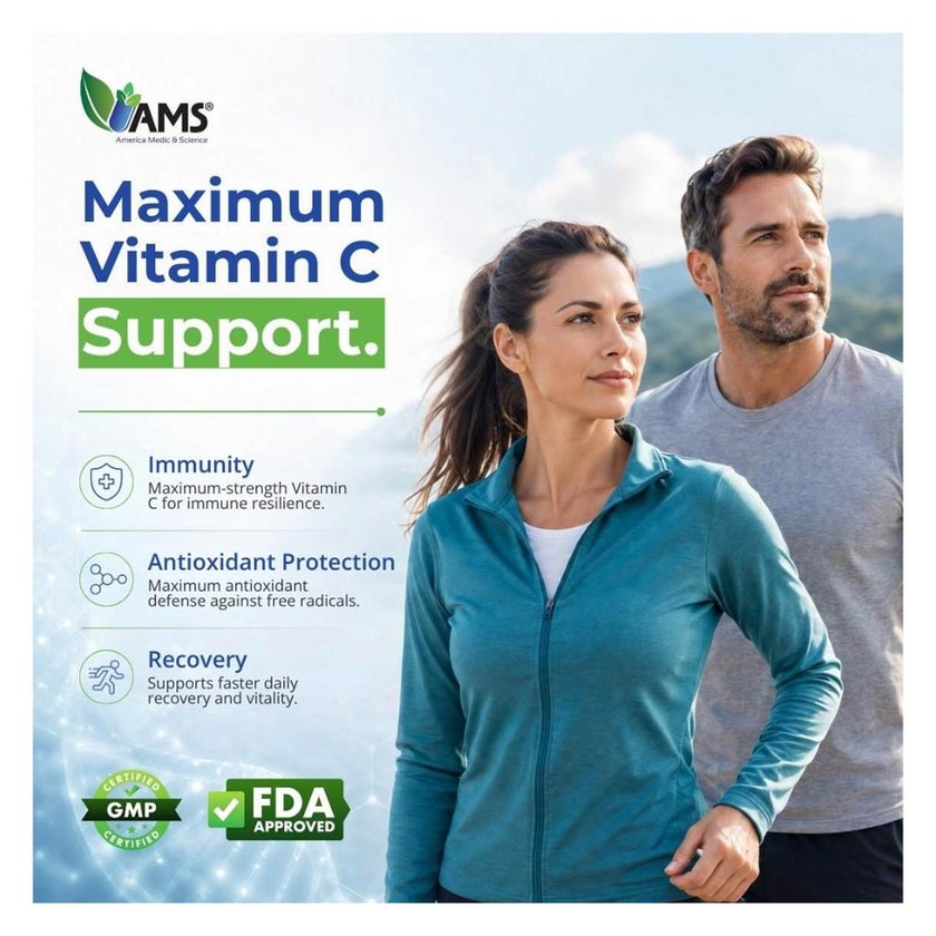AMS Rapid-C 1000mg Vitamin-C Tablets, Immunity & Energy - 100 Tablets