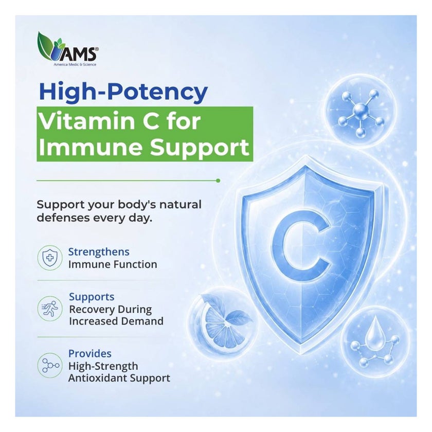 AMS Rapid-C 1000mg Vitamin-C Tablets, Immunity & Energy - 100 Tablets