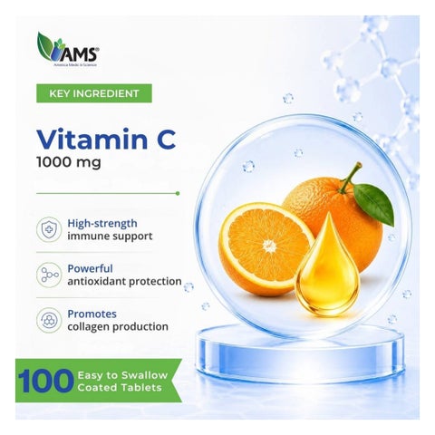 AMS Rapid-C 1000mg Vitamin-C Tablets, Immunity & Energy - 2 x 100 Tablets