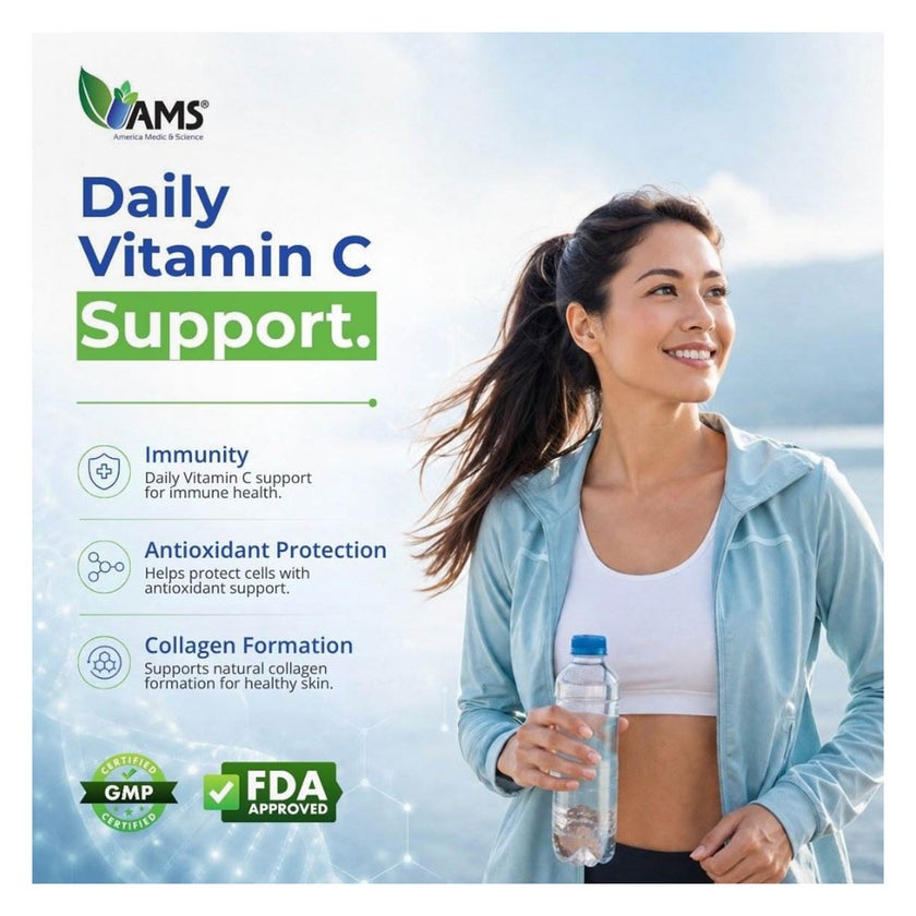 AMS Rapid-C 500mg Vitamin-C Tablets, Immunity & Energy - 100 Tablets
