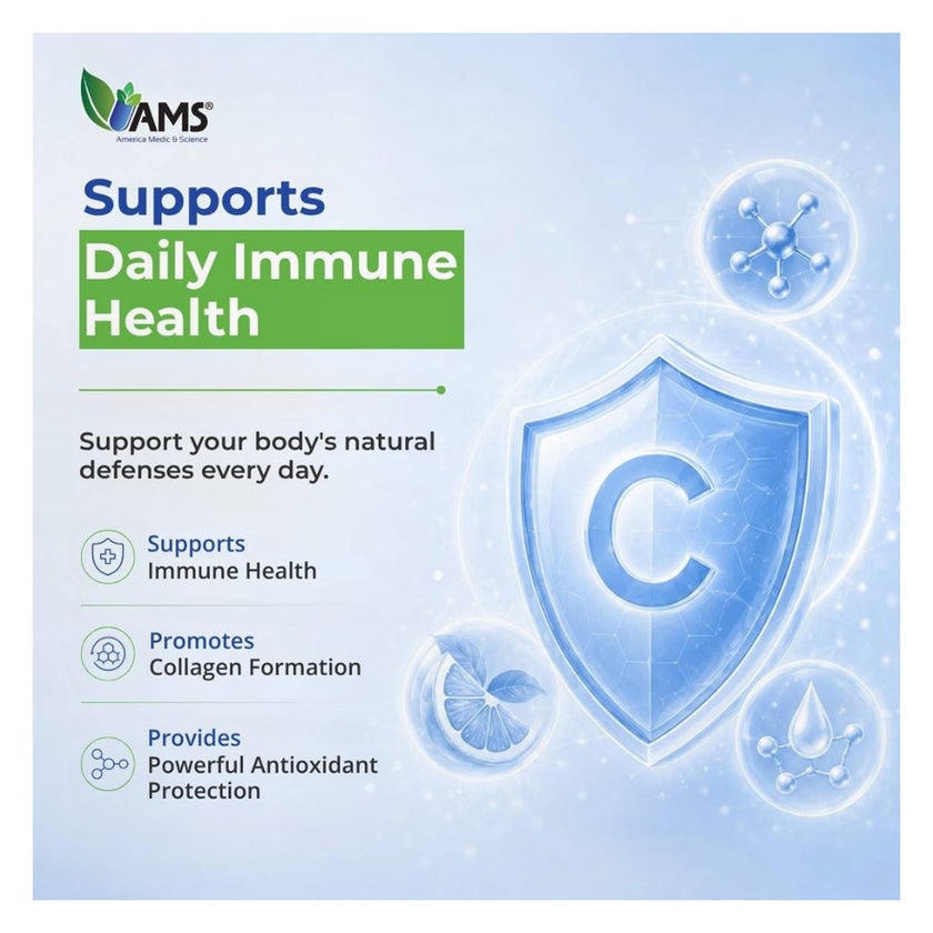 AMS Rapid-C 500mg Vitamin-C Tablets, Immunity & Energy - 100 Tablets