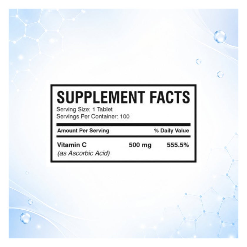 AMS Rapid-C 500mg Vitamin-C Tablets, Immunity & Energy - 100 Tablets
