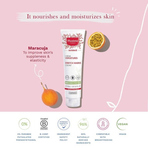 Mustela 3 In 1 Maternity Stretch Marks Cream For Pregnancy, 150ml