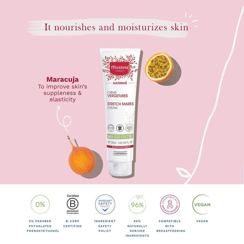 Mustela 3 In 1 Maternity Stretch Marks Cream For Pregnancy, 150ml