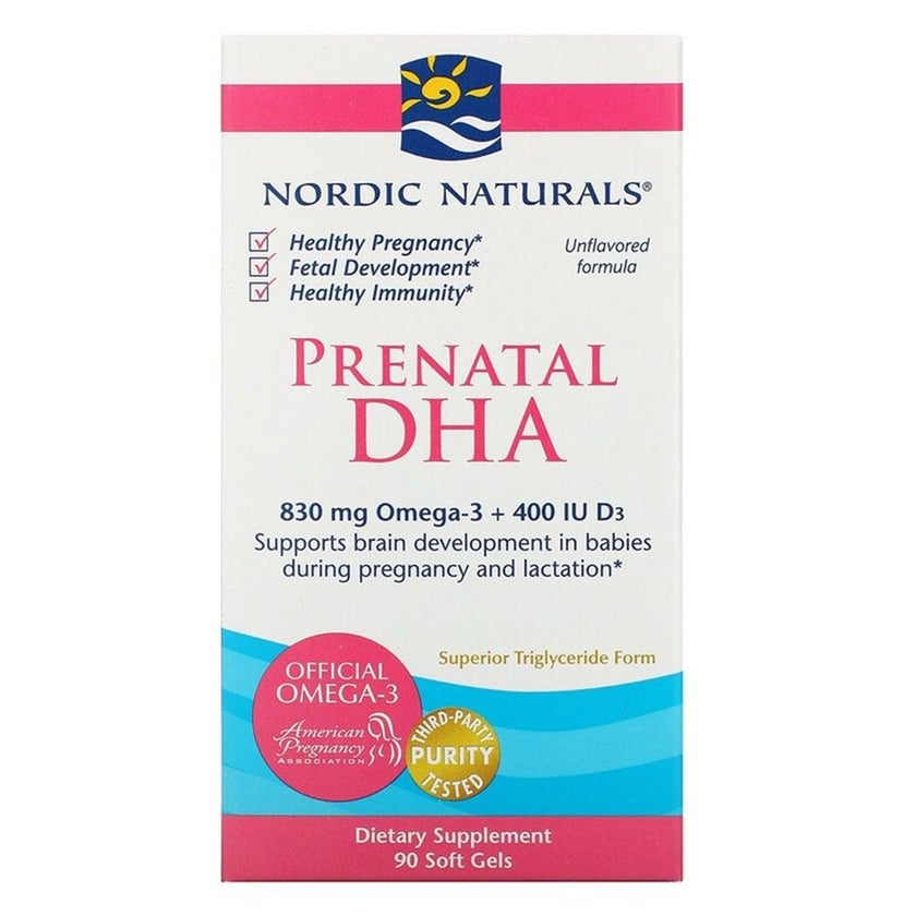 Nordic Naturals Prenatal DHA Omega 3 with Vit D3 Softgels, Pack of 90's