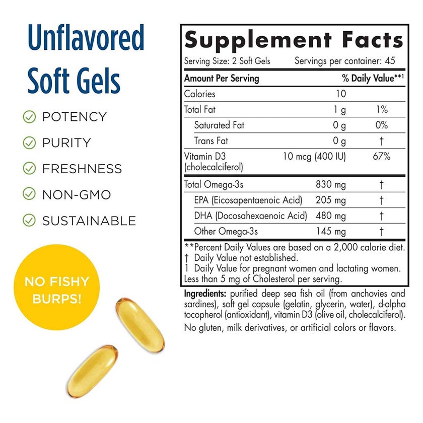 Nordic Naturals Prenatal DHA Omega 3 with Vit D3 Softgels, Pack of 90's