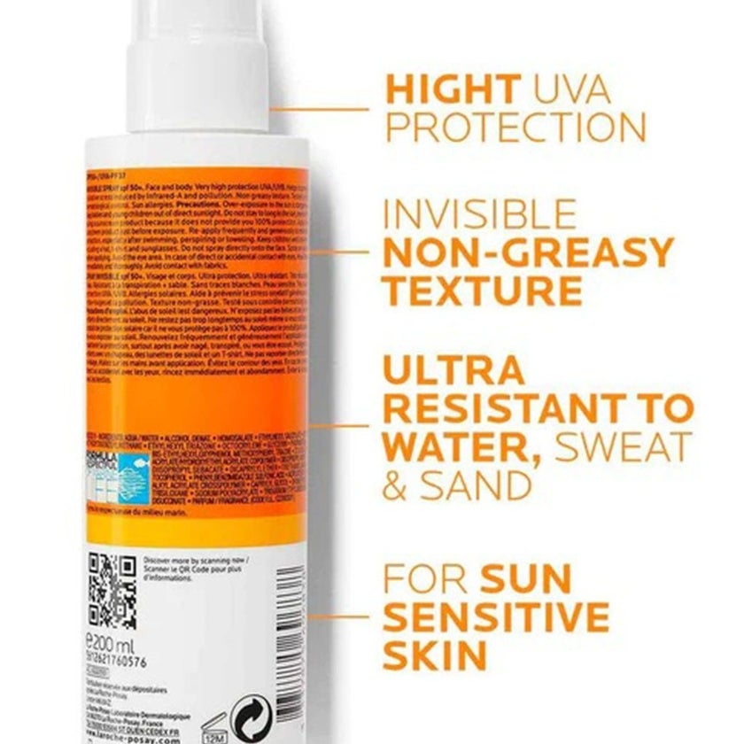 La Roche-Posay Anthelios SPF50+ Invisible Sunscreen Body Spray 200ml