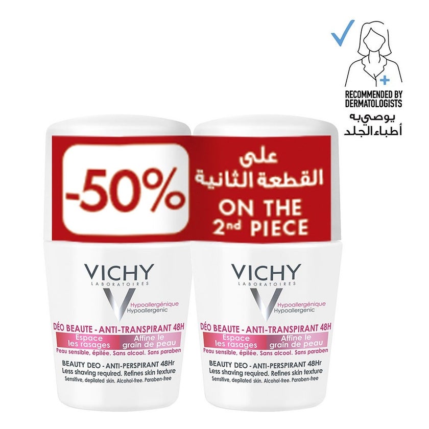 Vichy Anti Perspirant Beauty Deo Roll-On For Women 50ml, Promo Pack