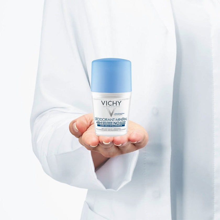Vichy 48 Hours Anti-Odour Aluminum Free Mineral Deodorant Roll-On 50ml, Buy 1 Get 50% Off On 2nd Piece, Promo Pack