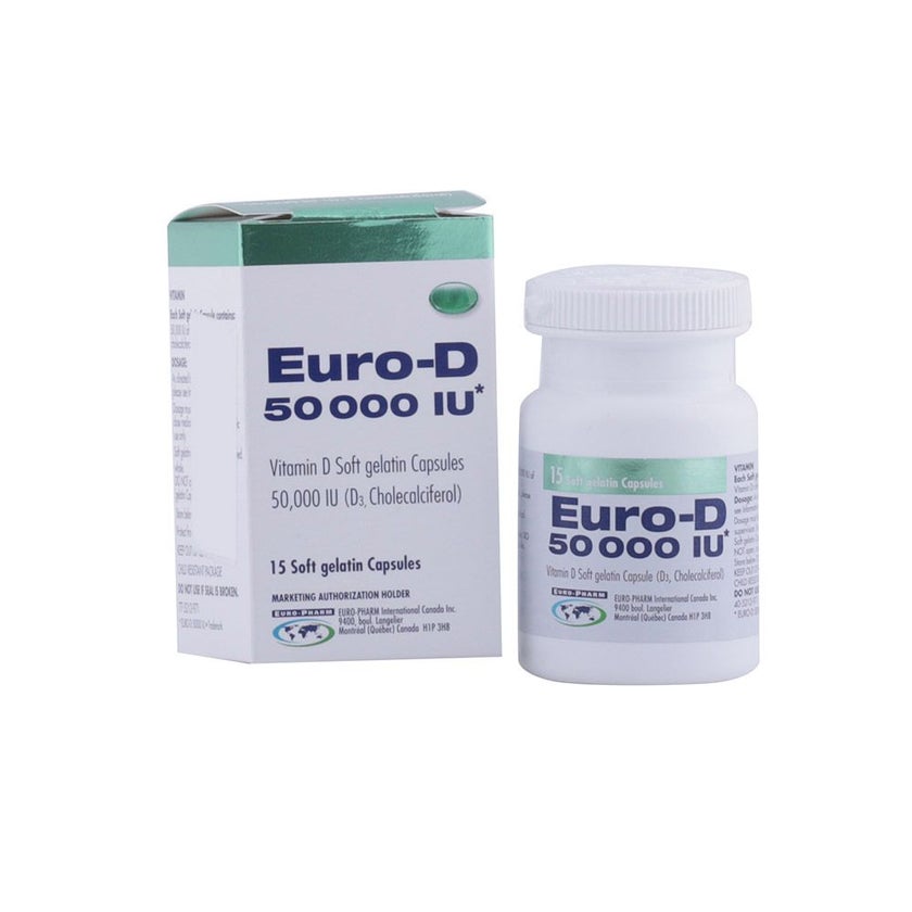 Euro D 50,000IU Capsules, Pack of 15's