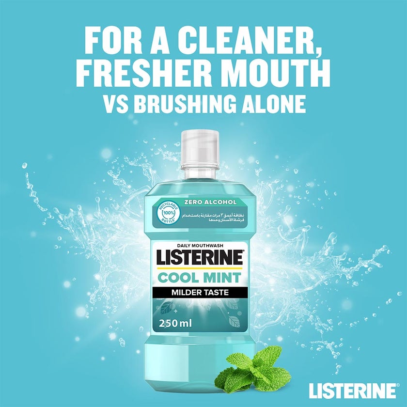 Listerine Zero Alcohol Cool Mint Milder Taste Mouthwash 250ml