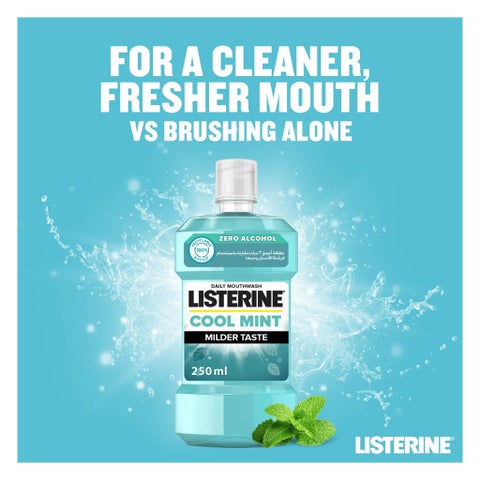 Listerine Zero Alcohol Cool Mint Milder Taste Mouthwash 250ml