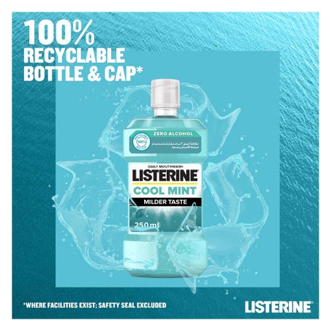 Listerine Zero Alcohol Cool Mint Milder Taste Mouthwash 250ml
