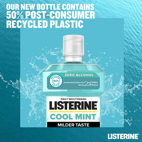 Listerine Zero Alcohol Cool Mint Milder Taste Mouthwash 500ml