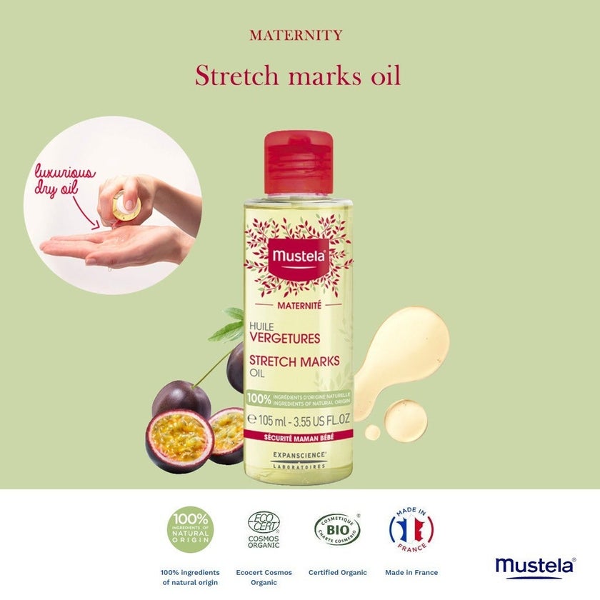 Mustela Maternite Stretch Marks Oil For Maternity Stretch Marks Prevention, Fragrance-Free 105ml