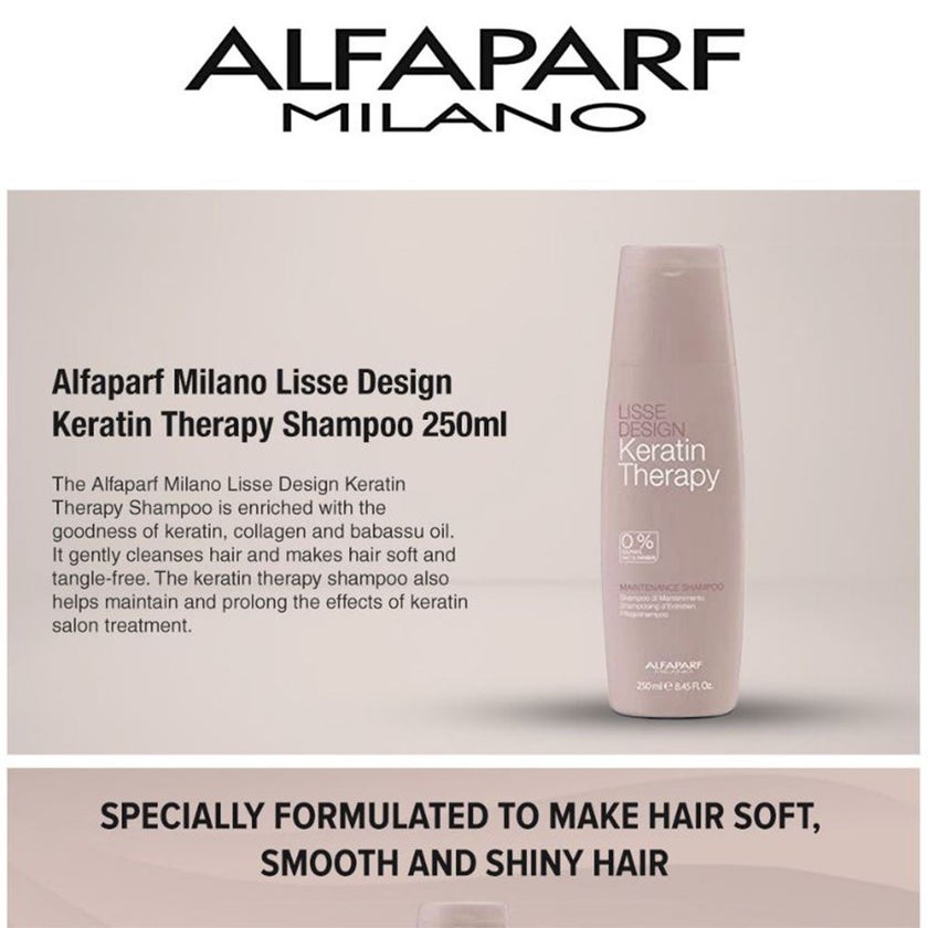 Alfaparf Keratin Therapy Lisse Design Maintenance Shampoo For Smooth & Shiny Hair 250ml