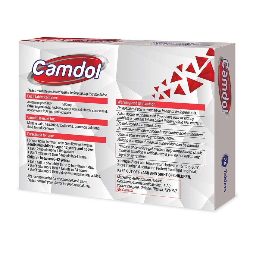 Camdol Paracetamol 500mg Tablets, Pack of 24's