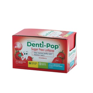 Denti-Pop Xylitol Sugar Free Lollipop Strawberry, Pack of 40's
