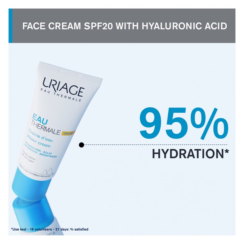 Uriage Eau Thermale SPF 20 Water Cream, Hyaluronic Acid - 40ml