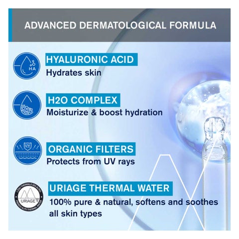 Uriage Eau Thermale SPF 20 Water Cream, Hyaluronic Acid - 40ml