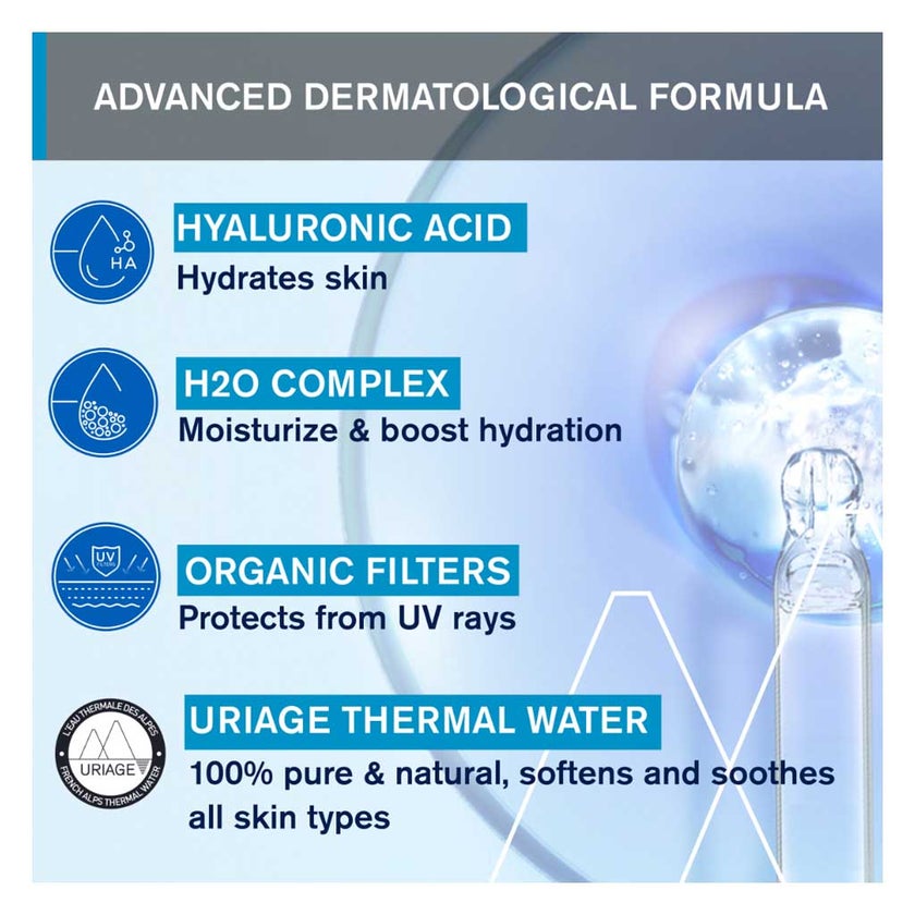 Uriage Eau Thermale SPF 20 Water Cream, Hyaluronic Acid - 40ml