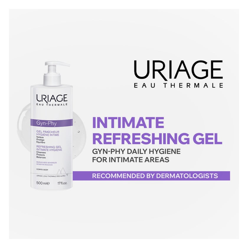 Uriage Gyn-Phy Refreshing Cleansing Gel, Intimate Hygiene - 500ml