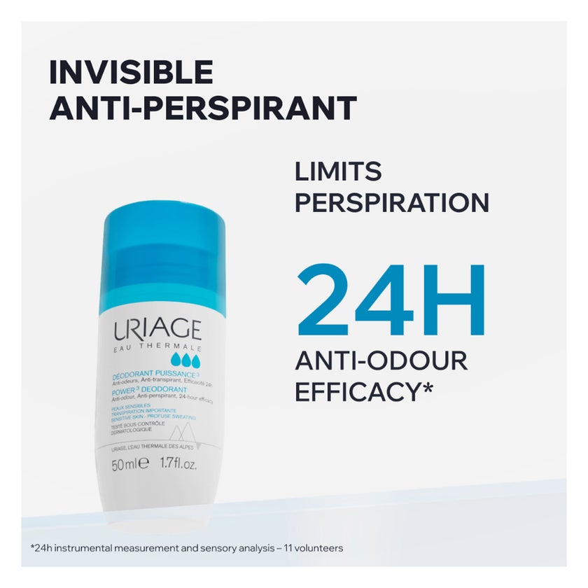 Uriage Power 3 Deodorant Roll On, Anti-Perspirant - 50ml