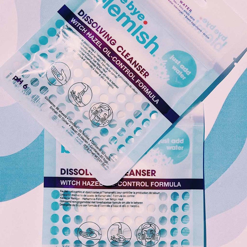 Bye Bye Blemish Dissolving Cleanser Sheets, Pack of 50's