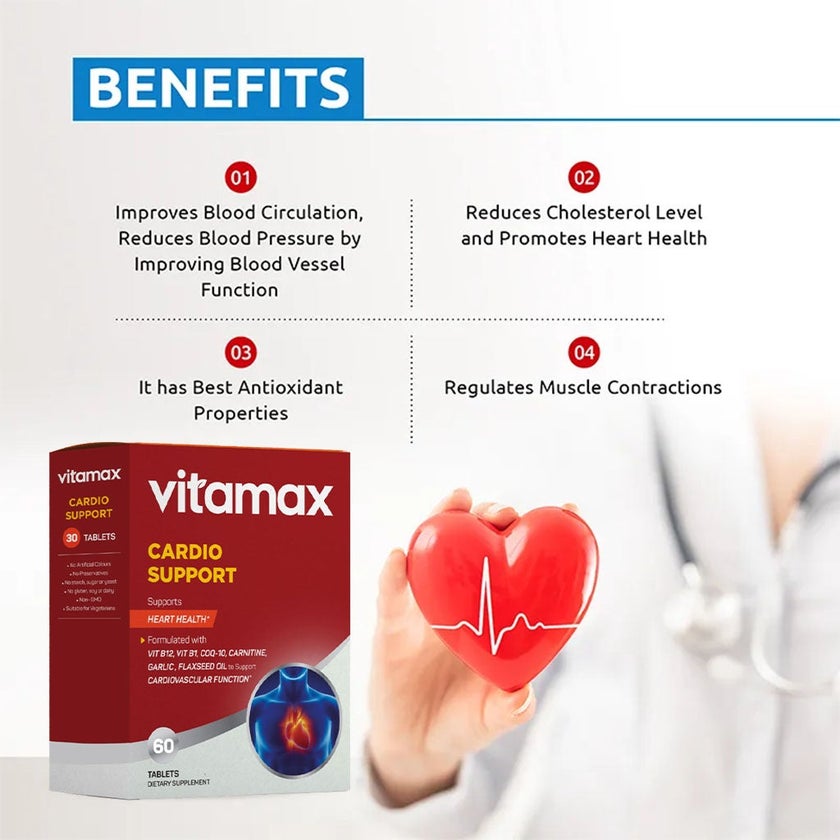 Vitamax Cardio Support Tablets For Heart Health Support, Pack of 60's