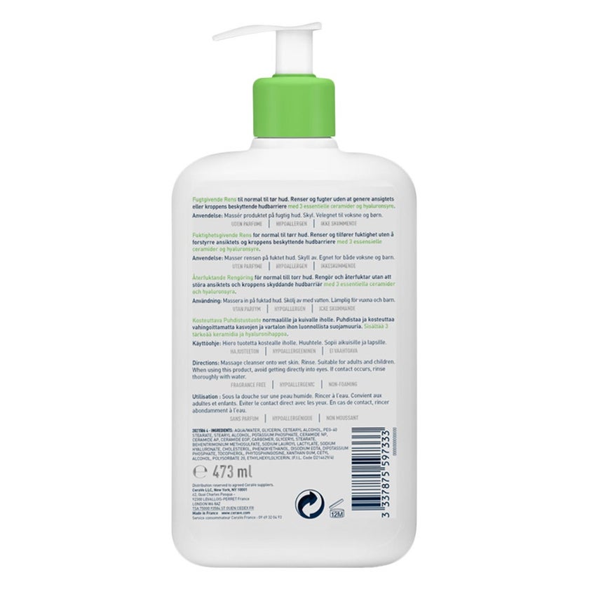 CeraVe Hydrating Fragrance Free Cleanser For Normal To Dry Skin 473ml