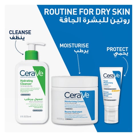 CeraVe 3 Essential Ceramides Moisturising Cream, Dry to Very Dry Skin - 454g