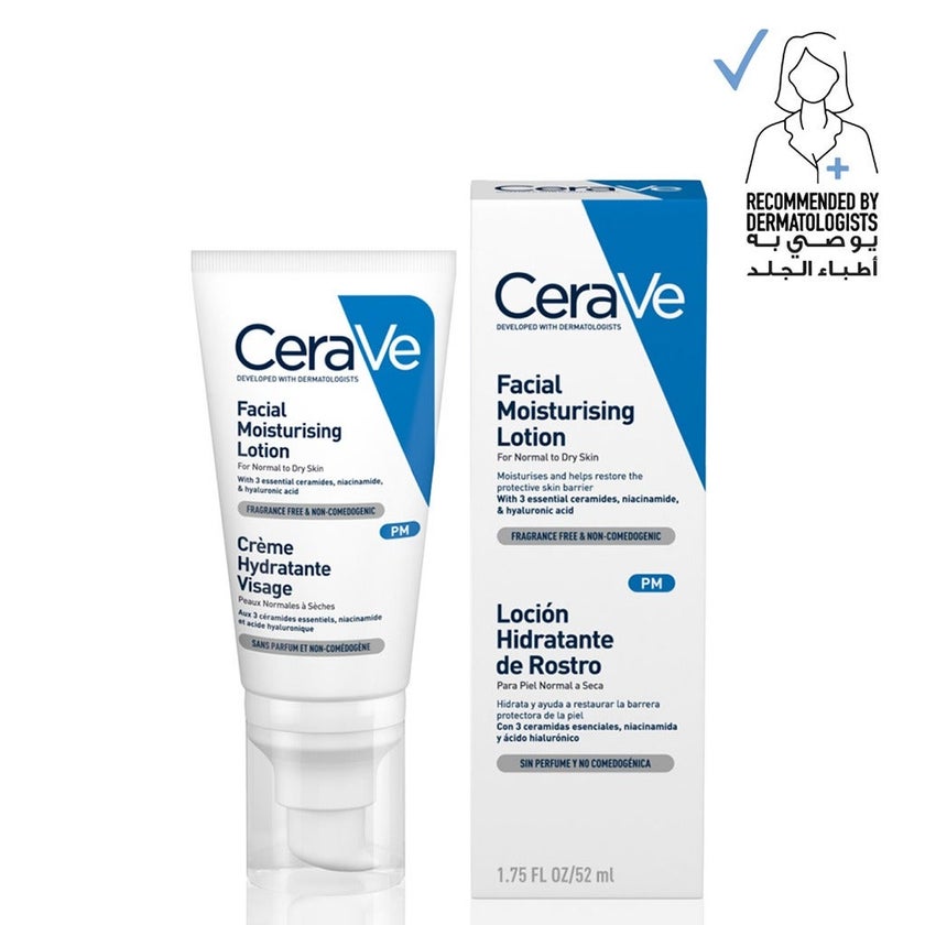 CeraVe Facial Moisturising PM Lotion For Normal To Dry Skin 52ml