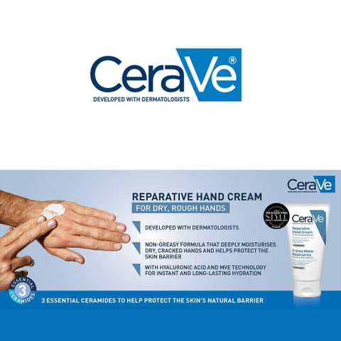 CeraVe Reparative Hand Cream, Dry & Rough Hands - 50ml