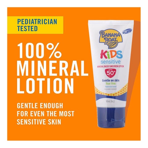 Banana Boat SPF 50+ Kids Sensitive Mineral Based Sunscreen Lotion - 90ml