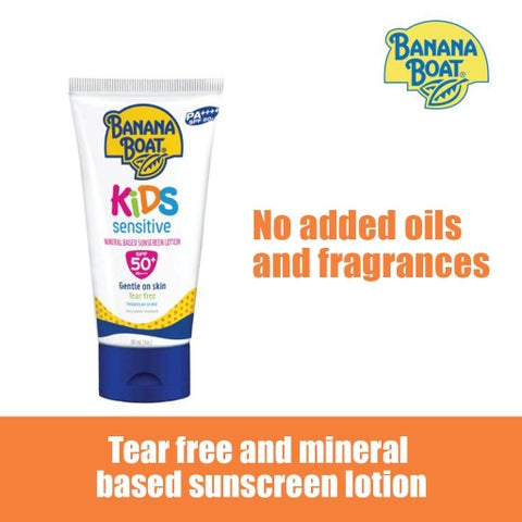 Banana Boat SPF 50+ Kids Sensitive Mineral Based Sunscreen Lotion - 90ml