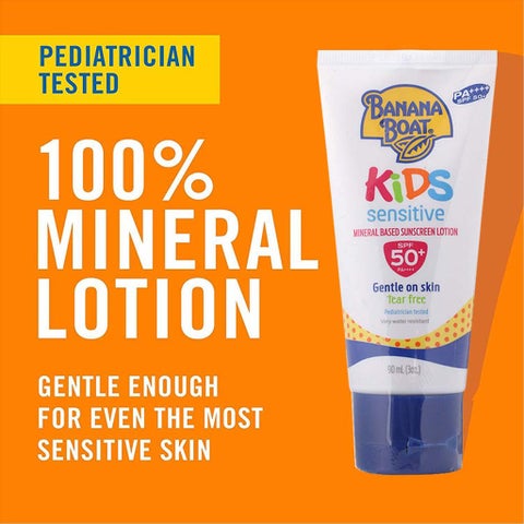 Banana Boat SPF 50+ Kids Sensitive Mineral Based Sunscreen Lotion - 90ml