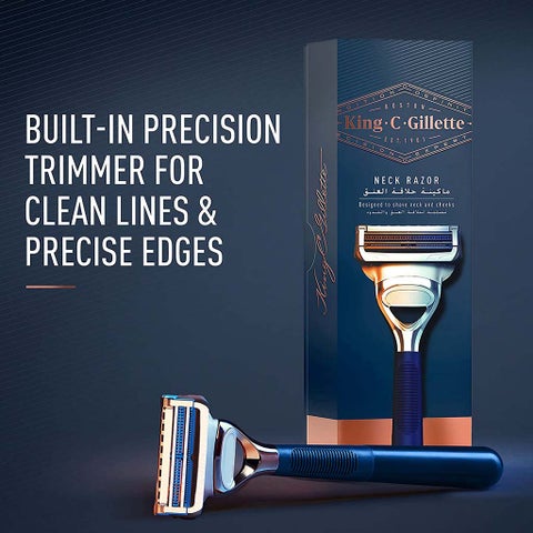 King C. Gillette Men's Neck Razor With Gillette's Best Sharpest Stainless Steel Platinum Coated Blades