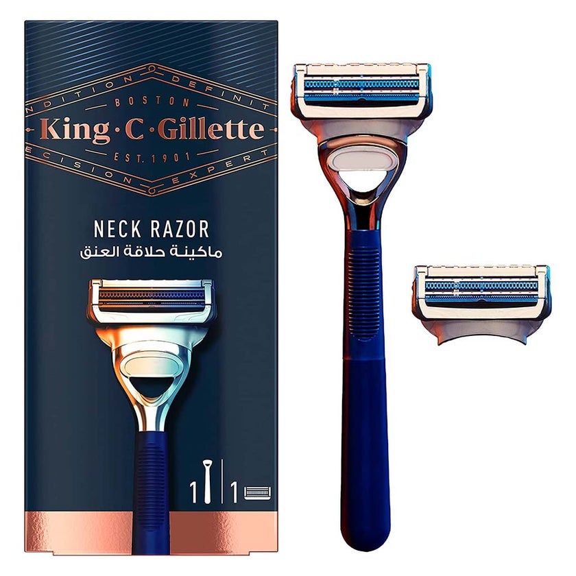 King C. Gillette Men's Neck Razor With Gillette's Best Sharpest Stainless Steel Platinum Coated Blades