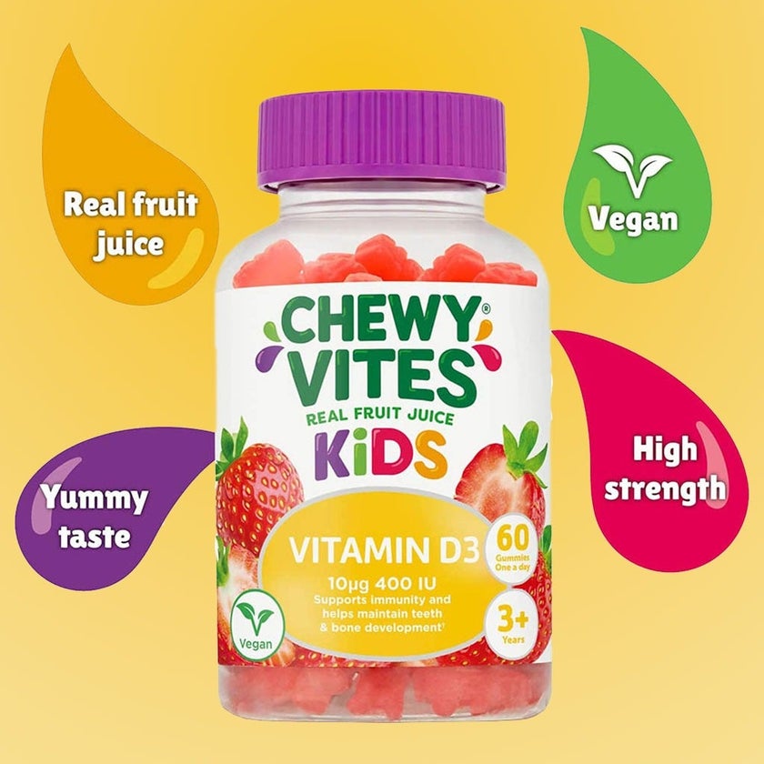 Chewy Vites Kids Vitamin D3 400IU Gummies, Pack of 60's