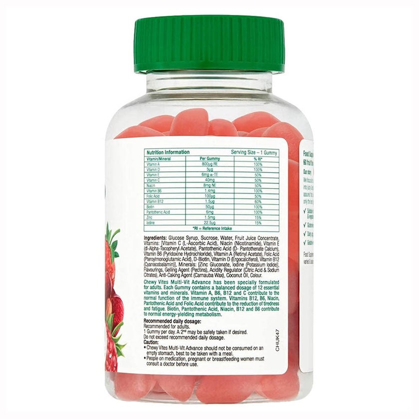 Chewy Vites Multi-Vit Advance Adult Multivitamin Supplement Gummies Berries Flavour, Pack of 60's