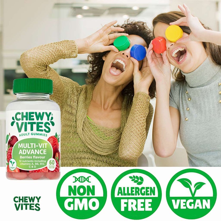 Chewy Vites Multi-Vit Advance Adult Multivitamin Supplement Gummies Berries Flavour, Pack of 60's